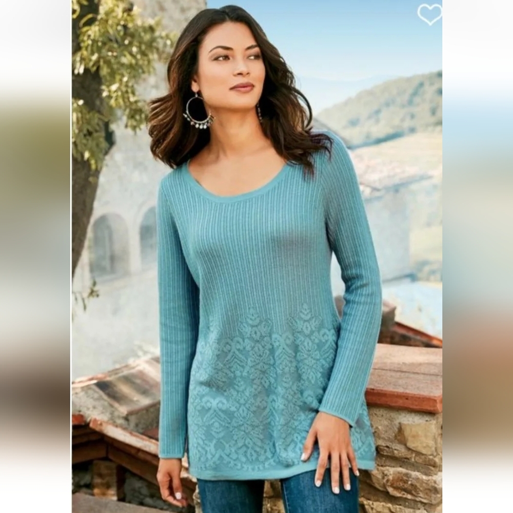 Soft surroundings Aida sweater scoop neck long sleeve knit top